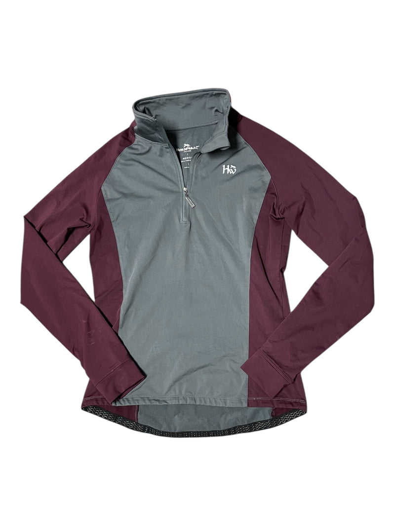 Horseware Winter Half Zip - Gray/Burgundy - M - USED