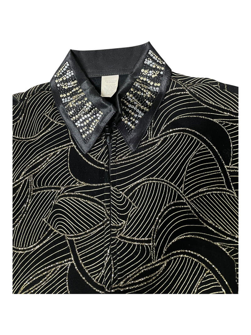 Western Front Zip Show Shirt - Black/Gold - L - USED