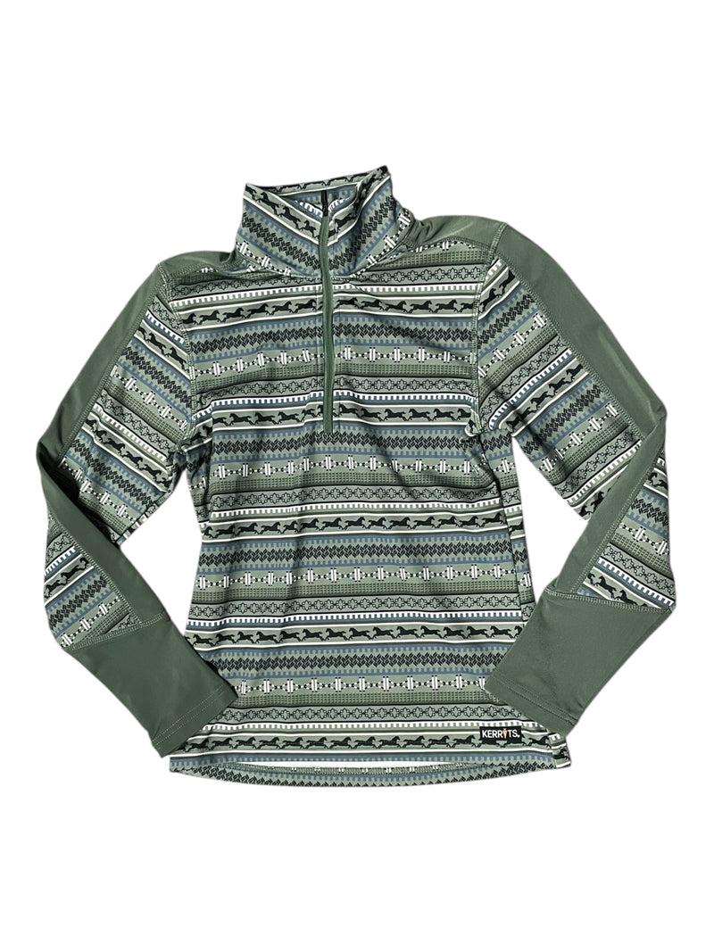 Kerrits Winter Base Layer - Green/Multi Pattern - Youth S - USED