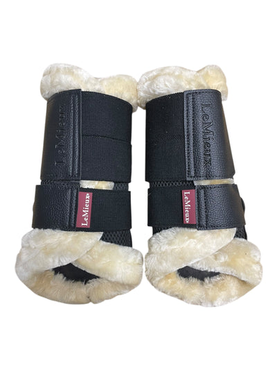 LeMieux Fleece Edged Brush Boots *Pair* - Black/Natural - L - USED