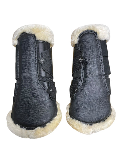 LeMieux Fleece Edged Brush Boots *Pair* - Black/Natural - L - USED