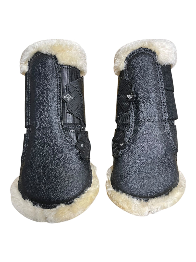 LeMieux Fleece Edged Brush Boots *Pair* - Black/Natural - L - USED