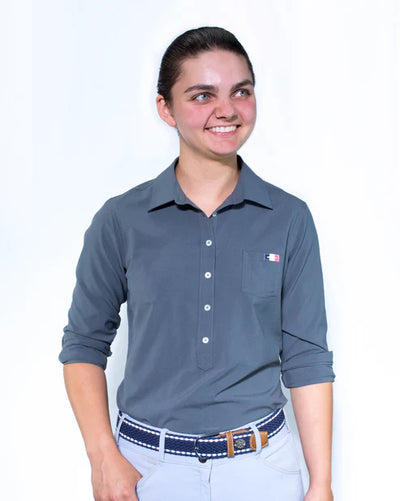 Hunt Club Equestrian Alba Work Top - Grey - S - USED