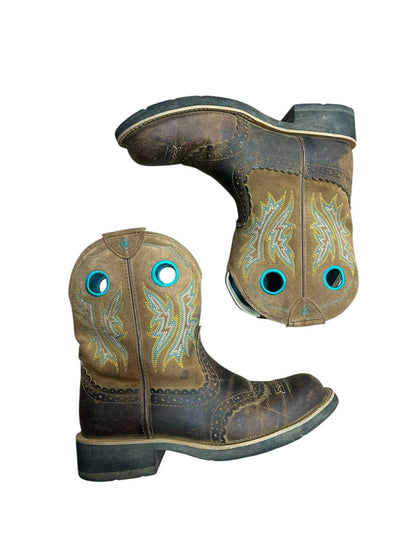 Ariat Fatbaby Western Boots - Teal and Brown - 8B - USED