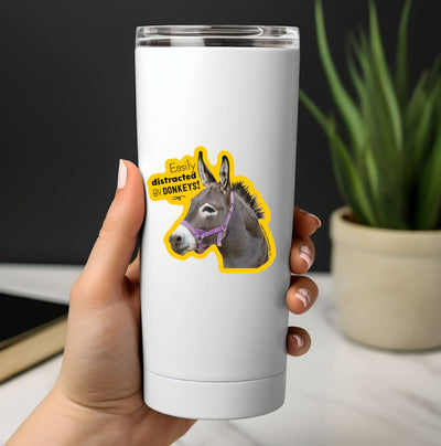 3" Tumbler Donkey Sticker / Easily Distracted / WATERPROOF