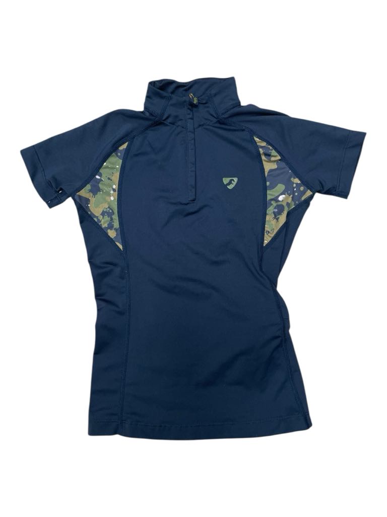 Aubrion SS 1/4 Zip - Navy/Camo - Youth 7-8 Years - USED