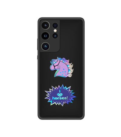 Holographic Sticker Sheet / Love Horse / 4 peel-off stickers