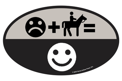 Oval Equestrian Horse Sticker / Smile Frown / WATERPROOF