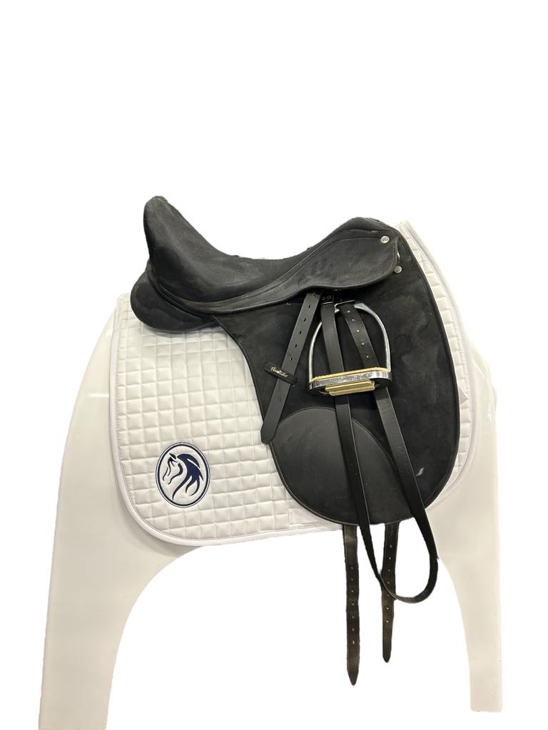 Flex Rider Inga Synthetic Suede Saddle - 17.5 Seat/Easy Change Gullet - Black - USED