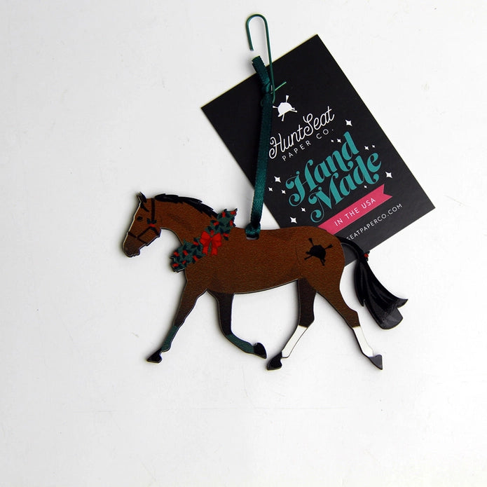 Hunt Seat Paper Bay Horse Ornament