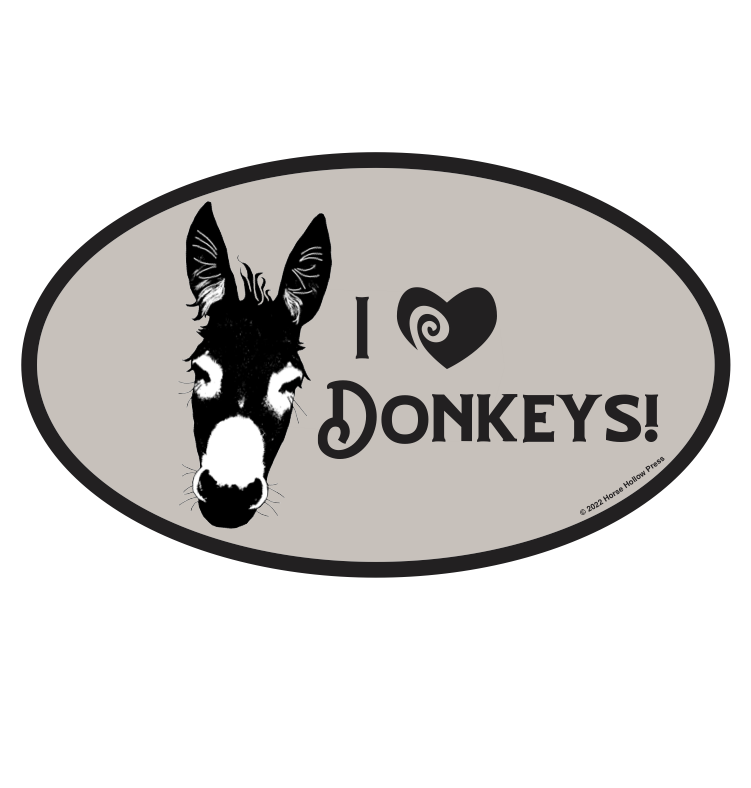 Oval Equestrian Donkey Sticker / I love Donkeys / WATERPROOF