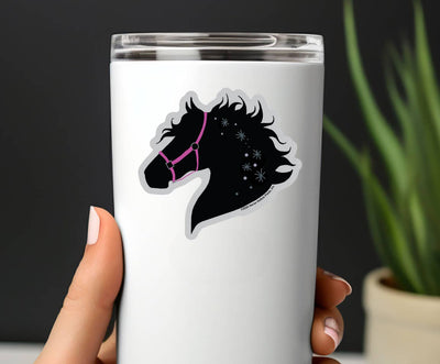 3" Tumbler Horse Sticker / Horse Pink Tack / WATERPROOF