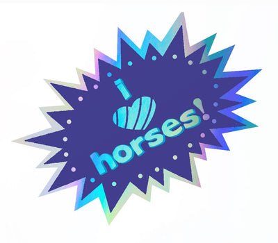 Holographic Sticker Sheet / Love Horse / 4 peel-off stickers