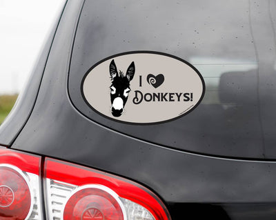 Oval Equestrian Donkey Sticker / I love Donkeys / WATERPROOF
