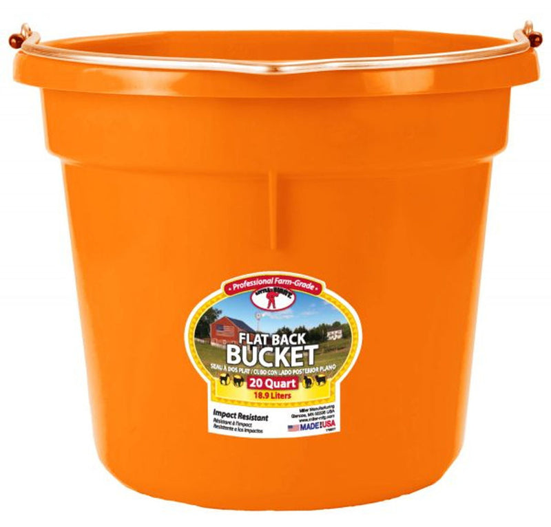 Plastic Flatback Bucket  20 Qt Orange