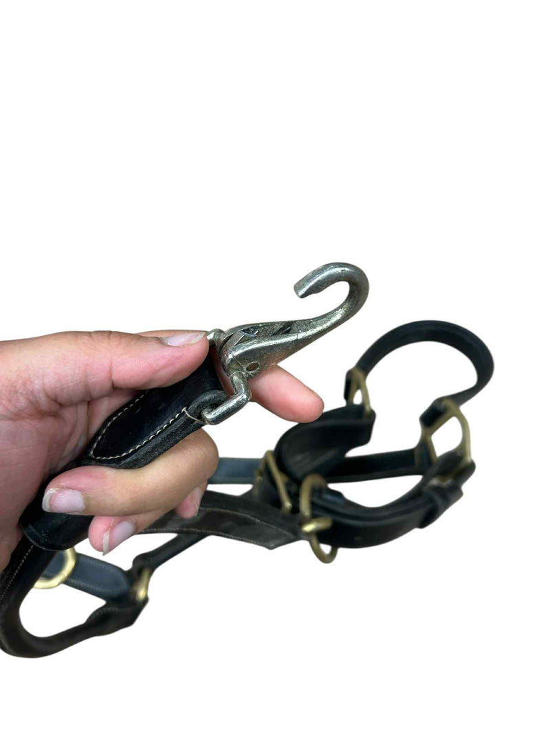 Leather Halter - Black - Full Size **BROKEN SNAP** - USED