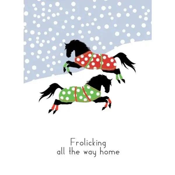 Horse Christmas Card: Frolicking in the Snow