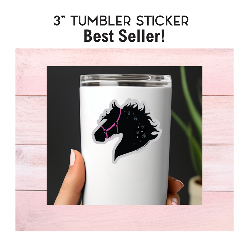 3" Tumbler Horse Sticker / Horse Pink Tack / WATERPROOF