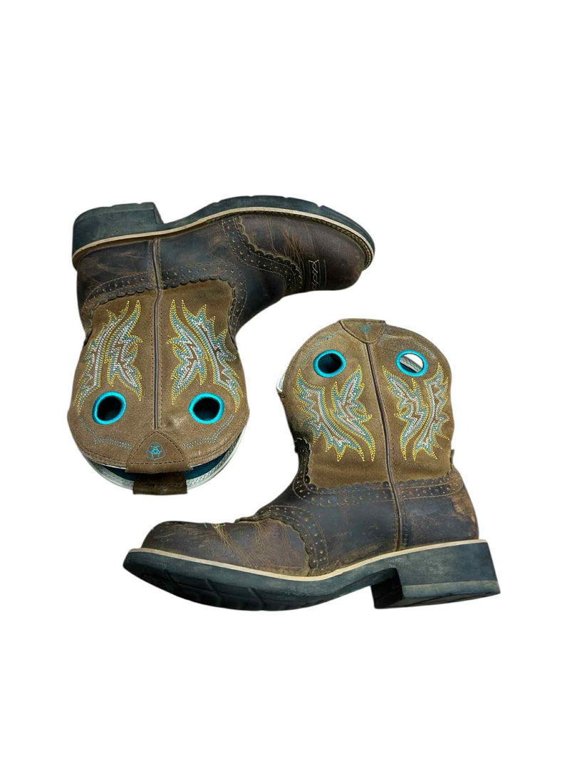 Ariat Fatbaby Western Boots - Teal and Brown - 8B - USED