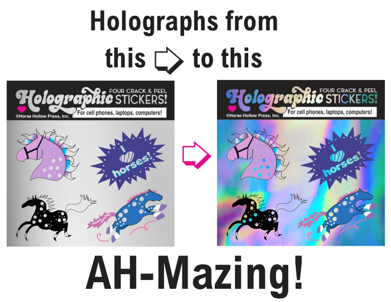 Holographic Sticker Sheet / Love Horse / 4 peel-off stickers