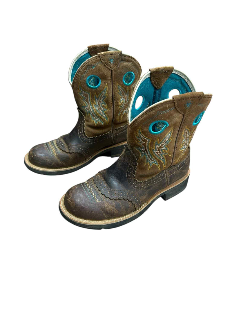 Ariat Fatbaby Western Boots - Teal and Brown - 8B - USED