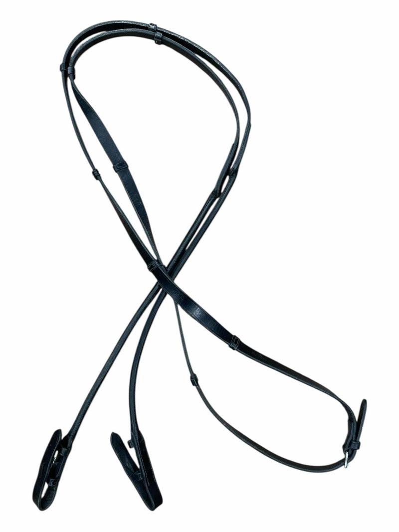 Schockemohle Rolled Leather Reins  - Black - Approx 56" - USED