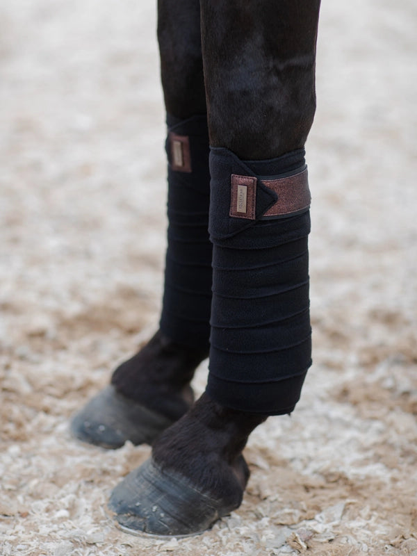 Equestrian Stockholm Black Mahogany Glimmer Fleece Bandages