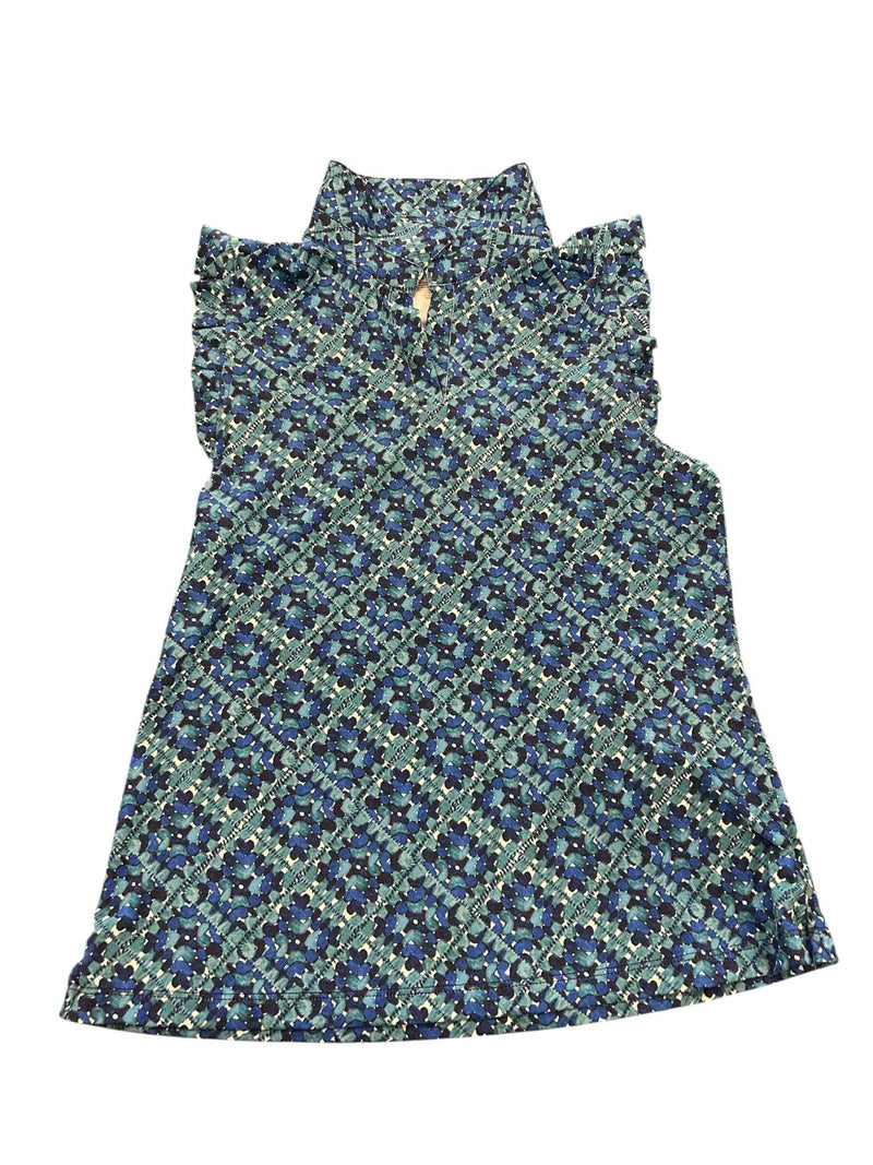Sleeveless Ruffle Top - Blue Print - Medium - USED