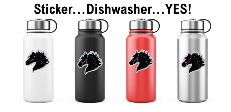 3" Tumbler Horse Sticker / Horse Pink Tack / WATERPROOF