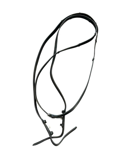 Passier Leather Reins With Stops Stud Hook - Black - Full Size - USED