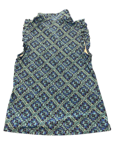 Sleeveless Ruffle Top - Blue Print - Medium - USED