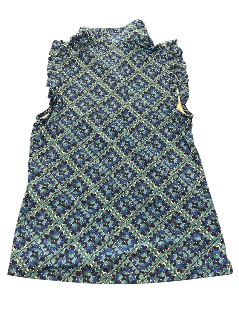 Sleeveless Ruffle Top - Blue Print - Medium - USED