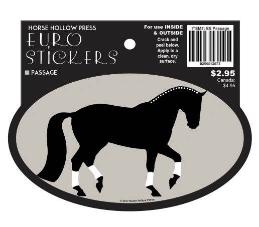 Oval Equestrian Horse Sticker / Passage / WATERPROOF