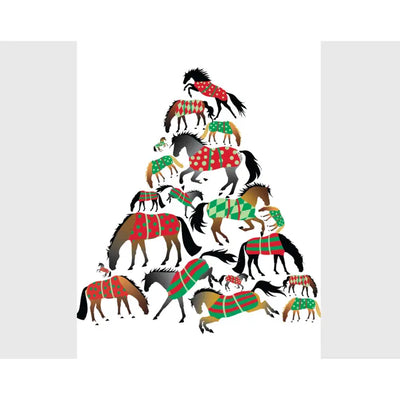 Horse Christmas Card: Christmas Tree of Blanketed Horses