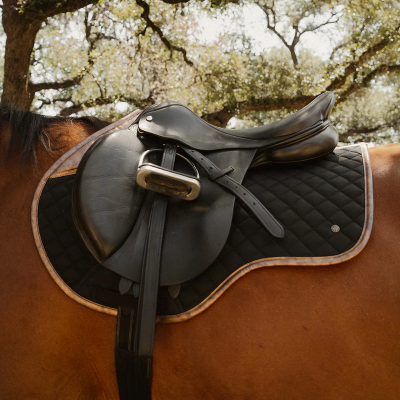 16 Cypress Black and Gold Leaf Saddle Pad