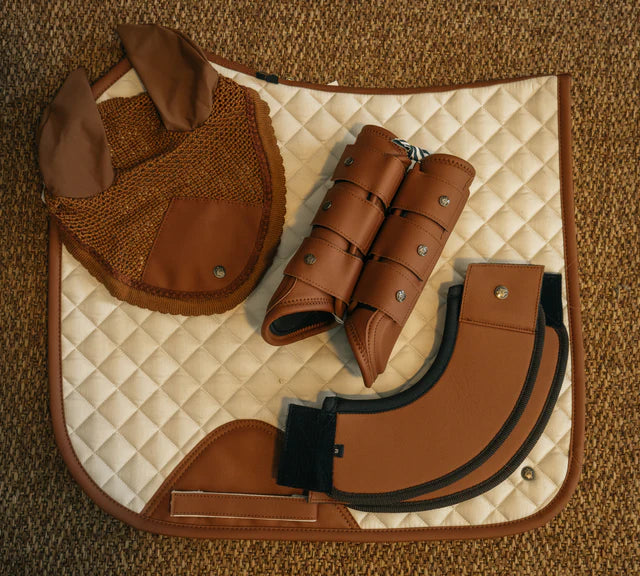 Sixteen Cypress Dressage Pad Pearl and Cognac
