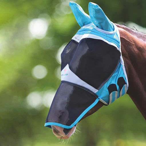 Shires Fly Guard Fine Mesh Fly Mask W/ Ears and Nose - Teal