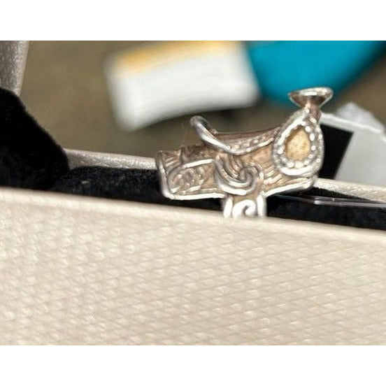 Sterling Silver Western Saddle Ring (turquoise horn) - USED