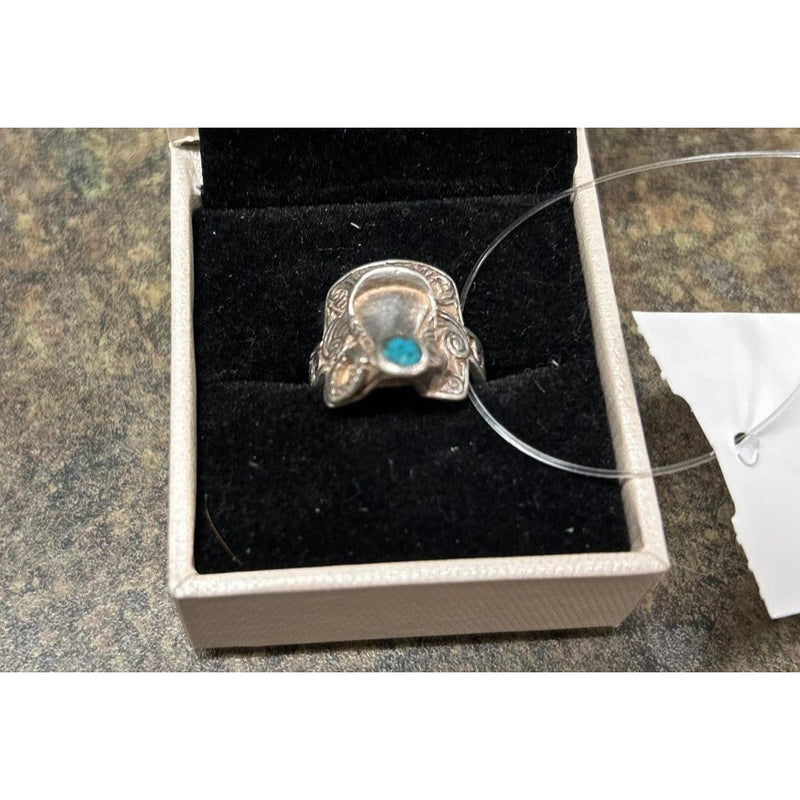 Sterling Silver Western Saddle Ring (turquoise horn) - USED