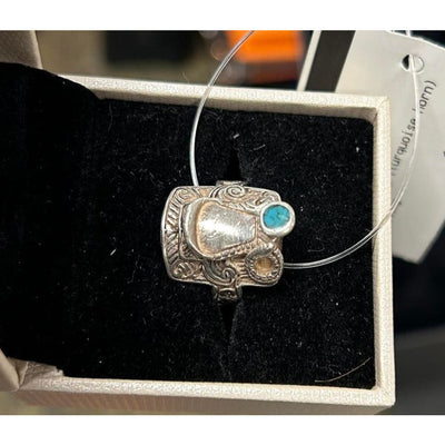 Sterling Silver Western Saddle Ring (turquoise horn) - USED