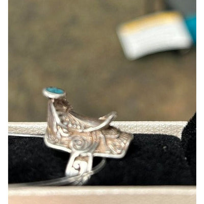 Sterling Silver Western Saddle Ring (turquoise horn) - USED