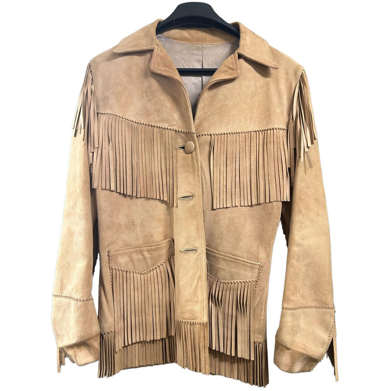 Ladies Fringe Jacket - Tan - Approx Small - USED