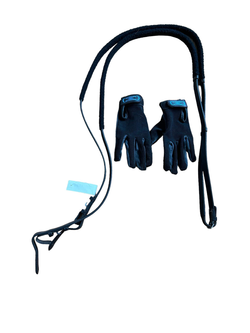 Correct Connect Reins and Gloves Set - Black- USED