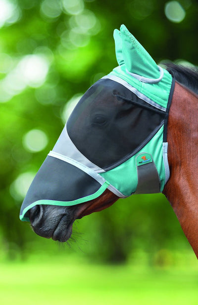 Shires Pro FlyGuard Fly Mask - W/Nose and Ears - Green