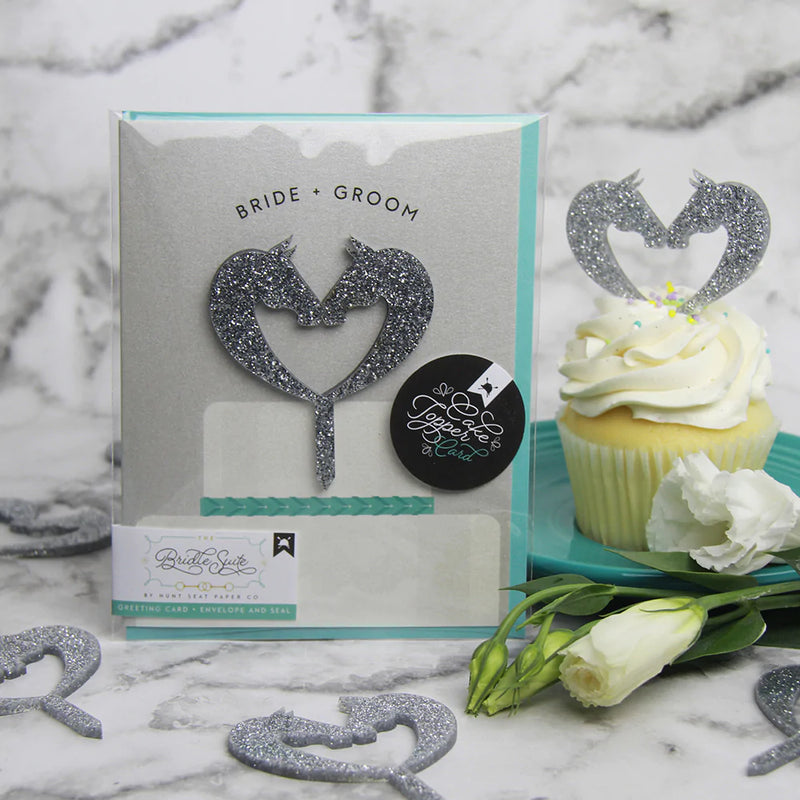 Hunt Seat Paper Company - Bride and Groom Cake Topper Card
