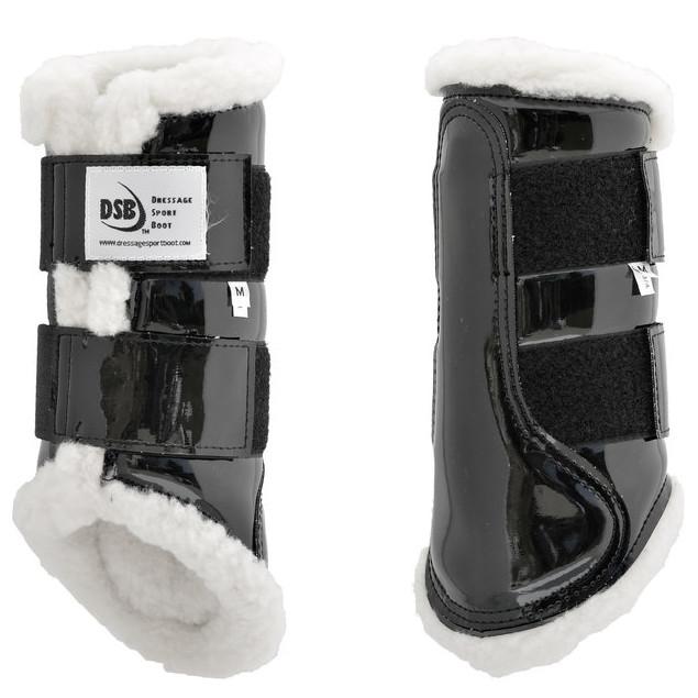 Glossy Dressage Sport Boot - Black w/ White Fleece