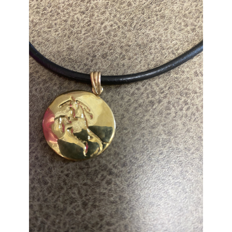 The Jeweled Pony Necklace - Playful Horse - Bronze