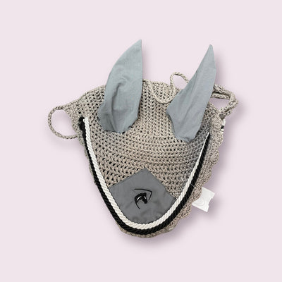 Fly Bonnet - Grey w/ horse design - Pony Size - USED