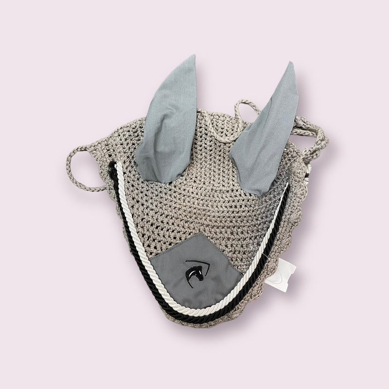 Fly Bonnet - Grey w/ horse design - Pony Size - USED