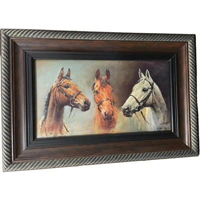 3 Horse painting, framed - 23"x34" - USED